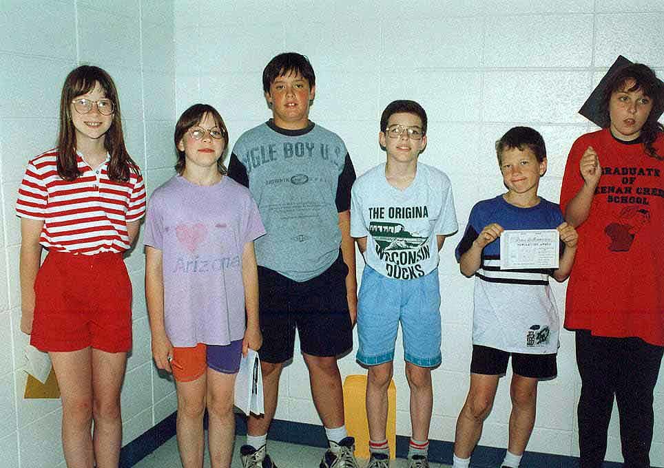 Sixth grade student award Neenah Creek 94-95